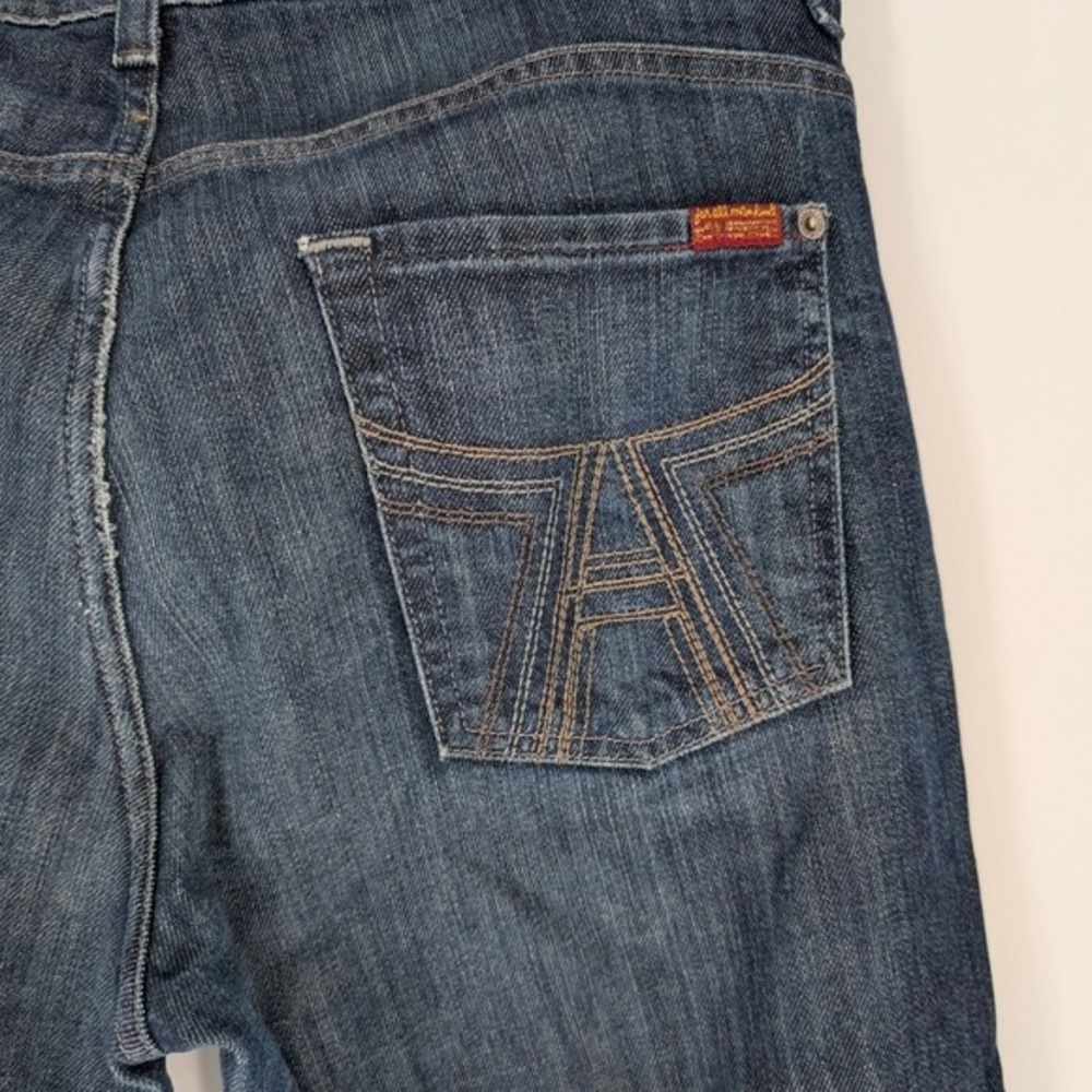 7 For All Mankind Slouchy Jeans Mens 34 Dark Wash Button Fly Frayed Hem - Picture 12 of 16